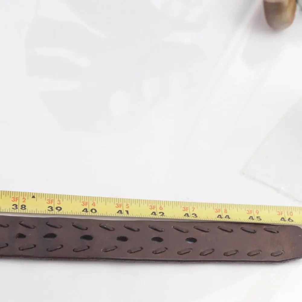 Levis Mens Belt Size 40 Brown Leather Whipstitched Adjustable Casual
